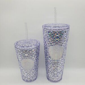 Starbucks Iridescent Gem Gemstone 16 OZ & 24 Oz Tumbler Cold Cup Set 2024